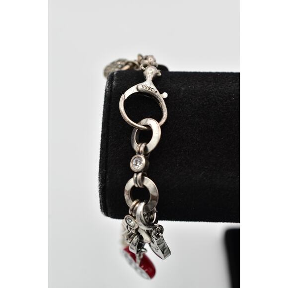 Fossil Vintage Charm Bracelet NYC Apple Camera Peace Bird Heart Key Rare BinAW - Picture 4 of 12